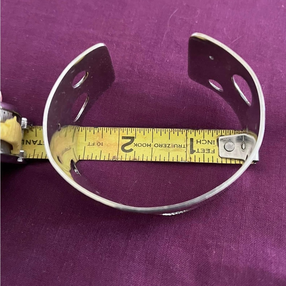 Sterling Silver Sunburst Cutout Cuff Bracelet - Substantial Shiny Silver - Picture 6 of 7